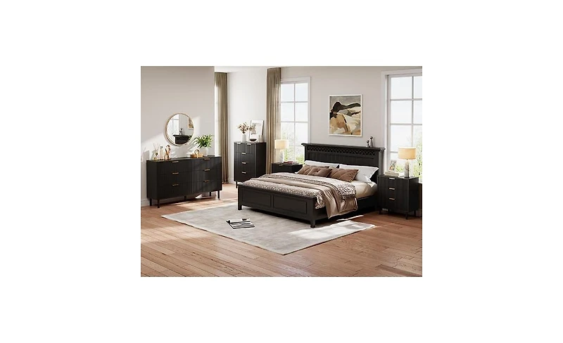 gaomon Fluted Dresser with 3 Drawers