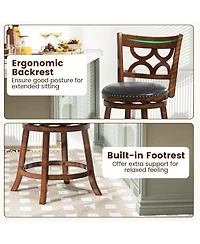 Sugift Swivel Bar Stools Set of Two with High Backrest