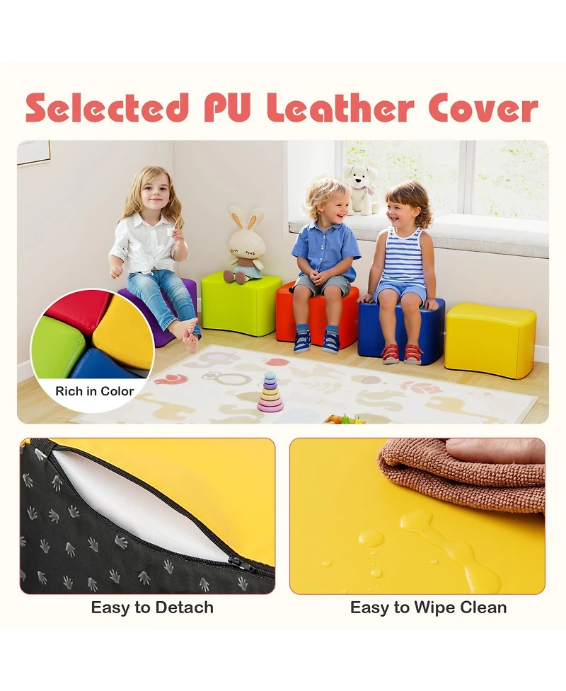 Sugift Six Piece Modular Kids Stool Set with Butterfly Design