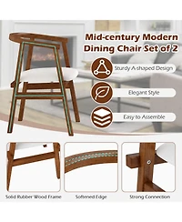 Sugift Solid Wood Dining Chairs Set of Two with Wrap Armrests