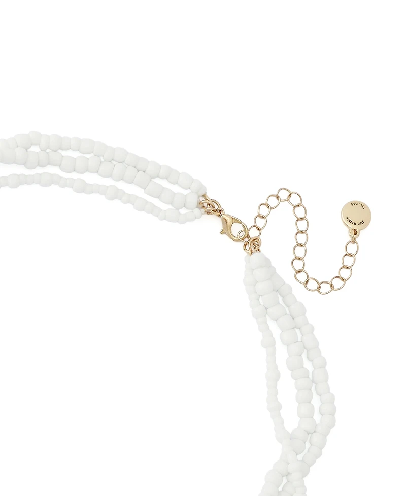 Steve Madden White Vintage Luxe Shell Beaded Layered Necklace