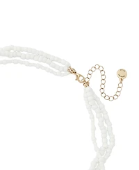 Steve Madden White Vintage Luxe Shell Beaded Layered Necklace