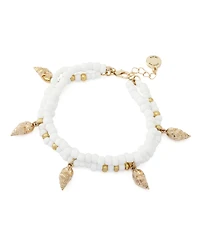 Steve Madden White Vintage Luxe Shell Beaded Layered Bracelet