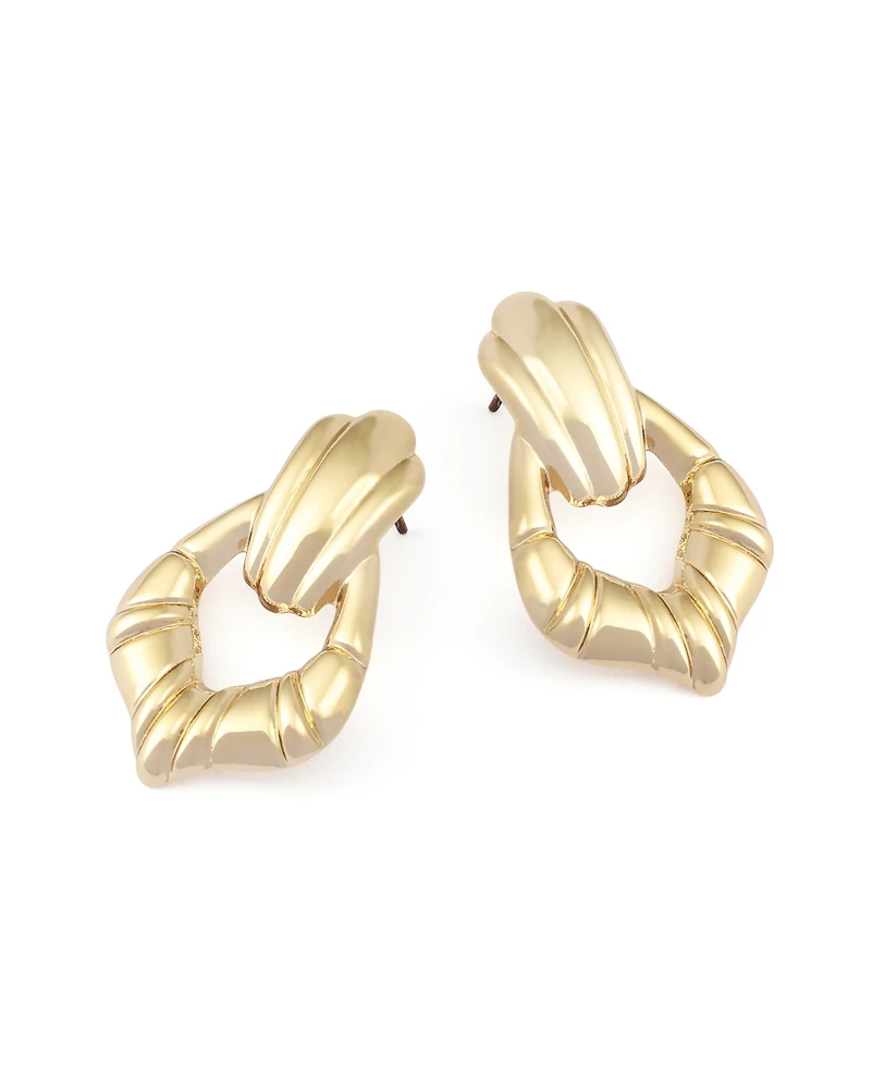 Steve Madden Gold Fluted Doorknocker Earrings
