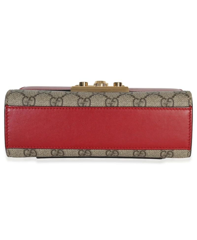 Pre-Owned Gucci Red Gg Supreme Canvas Small Padlock Shoulder Bag