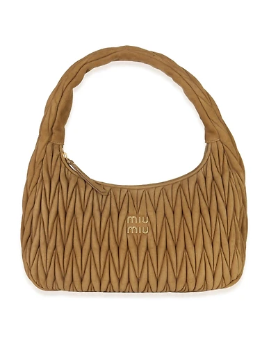 Pre-Owned Miu Miu Brown Suede Matelasse Wander Hobo