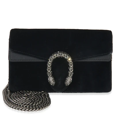Pre-Owned Gucci Black Velvet Super Mini Dionysus Chain Bag