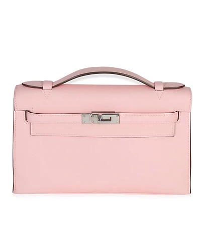 Pre-Owned HERMES Rose Sakura Swift Kelly Pochette Phw