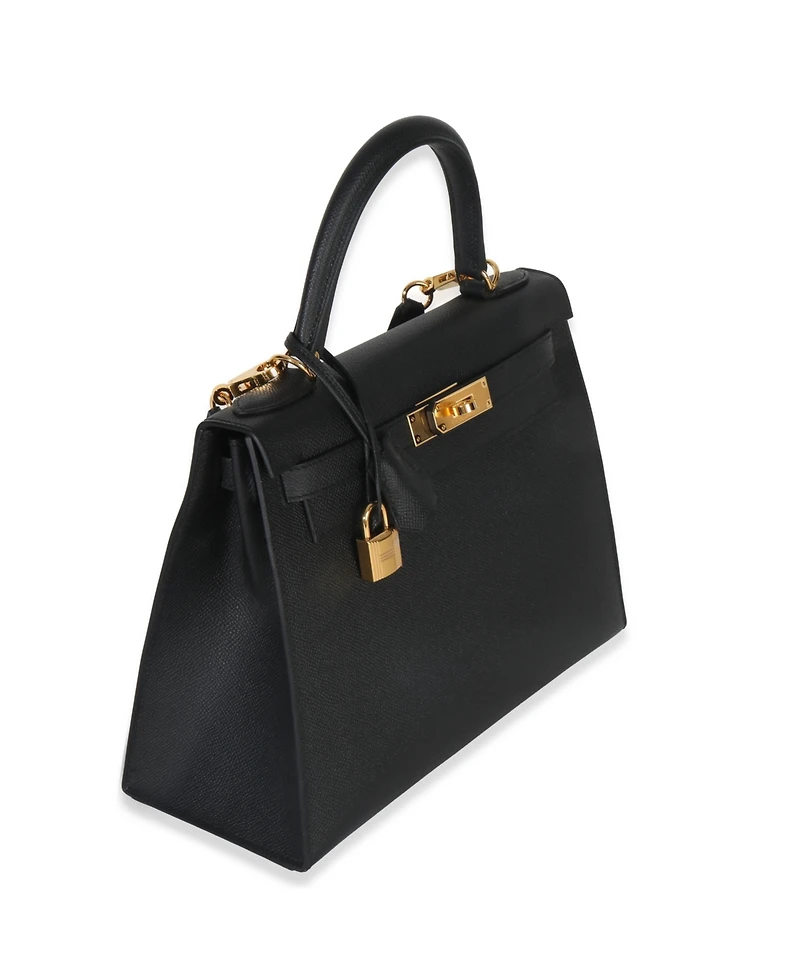 Pre-Owned HERMES Black Epsom Kelly Sellier 28 Ghw