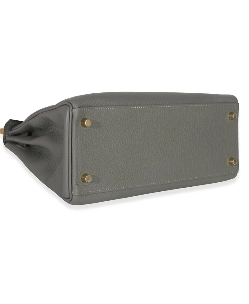 Pre-Owned HERMES Gris Meyer Clemence Kelly 28 Ghw