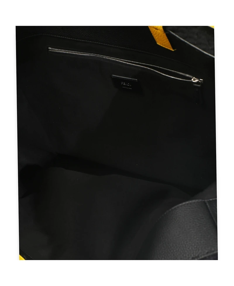Pre-Owned Fendi Yellow Black Wool Logo Tote