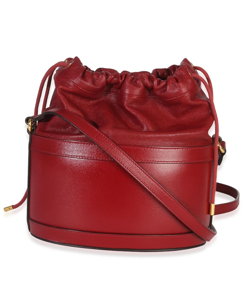 Pre-Owned Gucci Red Calfskin Horsebit 1955 Drawstring Bucket Bag