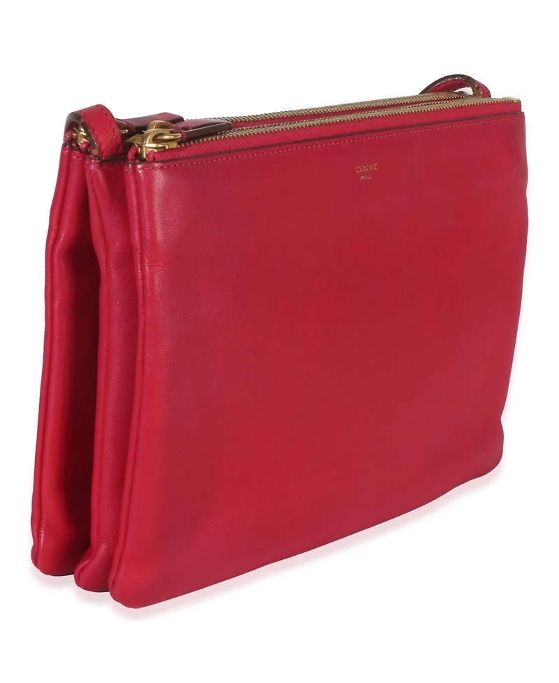 Pre-Owned Celine Fuschia Lambskin Large Trio Crossbody