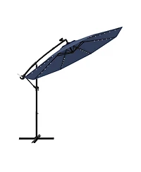 Gouun 10 ft Solar Led Cantilever Patio Umbrella with 40 Lights Cross Base and Tilt