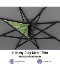 Gouun 10 ft Offset Hanging Patio Umbrella with Infinite Tilt 360-Degree Rotation and Base