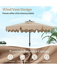 Gouun 9 ft Patio Umbrella with Push-Button Tilt Crank Handle and Ruffled Edge Design