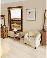 gaomon Accent Barrel Chair Boucle Club Chair Furry Sherpa Armchair Suitable for Living Room Bedroom Reception Room Office.