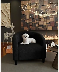 gaomon Velvet Accent Chair Club Cozy Armrest Upholstered Barrel with Solid Legs for Living Room Bedroom Study Waiting