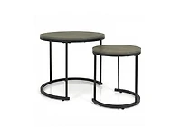 Slickblue Oak Round Nesting Coffee Tables Set of 2 Stackable