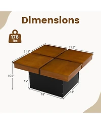 Slickblue Square Center Table, Mid Century Modern Coffee Table