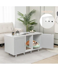 Gymax Cat Litter Box Enclosure Hidden Cat Washroom w/ 2 Doors