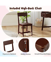 Sugift Kids Desk and Chair Set with Storage Drawer and Hutch