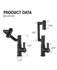 Busdays Bathroom Sink Faucet with Spray Function, Temperature Display, Anti-Slip Switch, Hot and Cold Controls, and 360degree(s) Swivel Spout