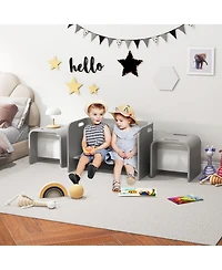 Sugift 3 Piece Kids Wooden Table and Chair Set for Playroom