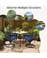 Sugift Set of Two Swivel Outdoor Chairs with Cushions and Steel Base