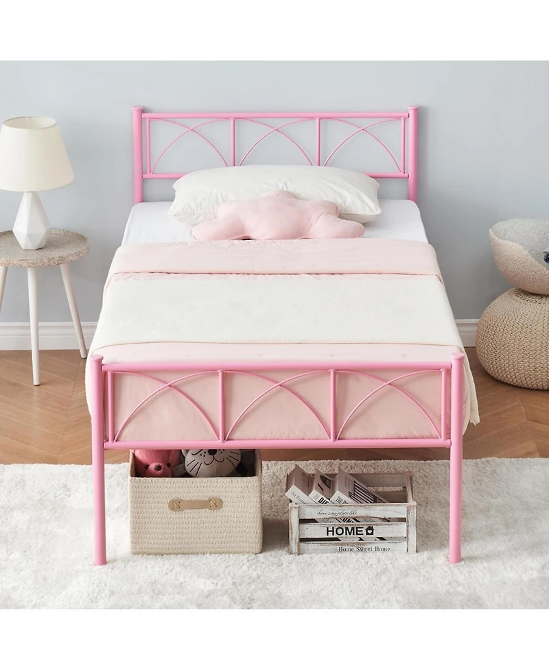 gaomon Twin Metal Bed Frame with Headboard, 12.2" H Steel Slats,No Box Spring