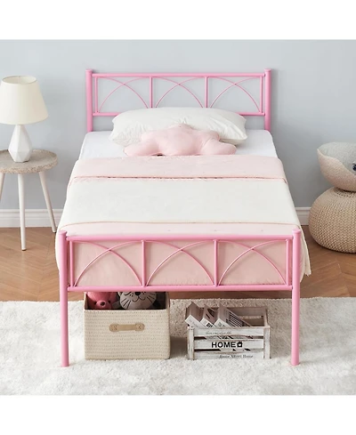 gaomon Twin Metal Bed Frame with Headboard, 12.2" H Steel Slats,No Box Spring