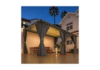 Aecojoy 16'x12' Wall Gazebo with Curtains and Mosquito Netting