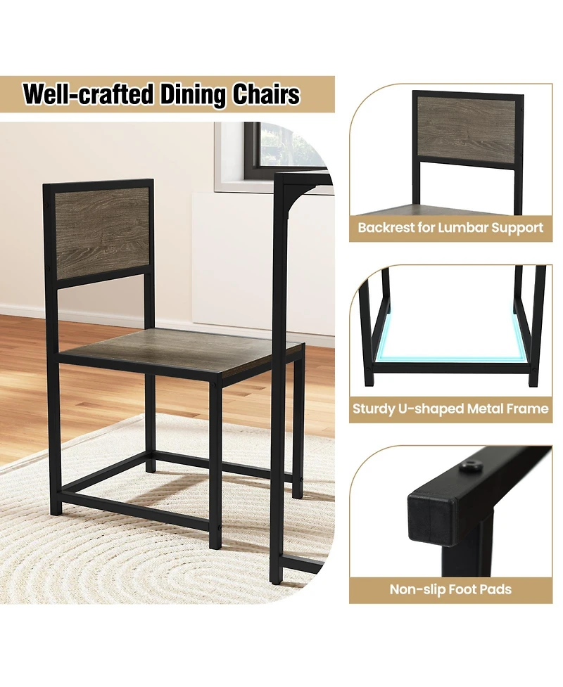 Sugift Three Piece Dining Set with Compact Table and Two Chairs