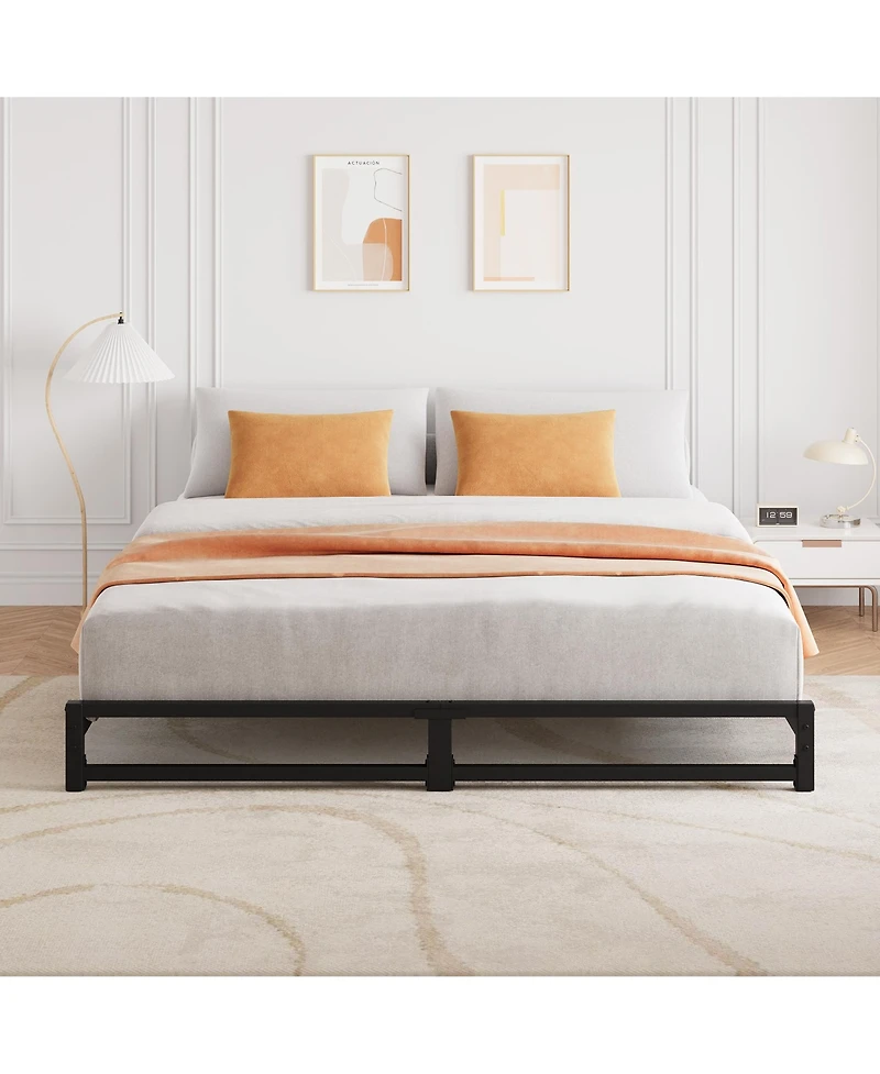 Homfan Metal Platform Bed Frame with Steel Slats Support, Mattress Foundation,Easy Assembly