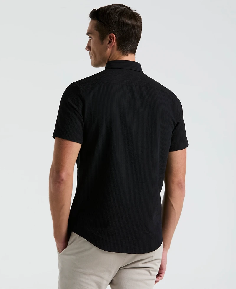Perry Ellis Men's Slim-Fit Stretch Solid Button-Down Seersucker Shirt
