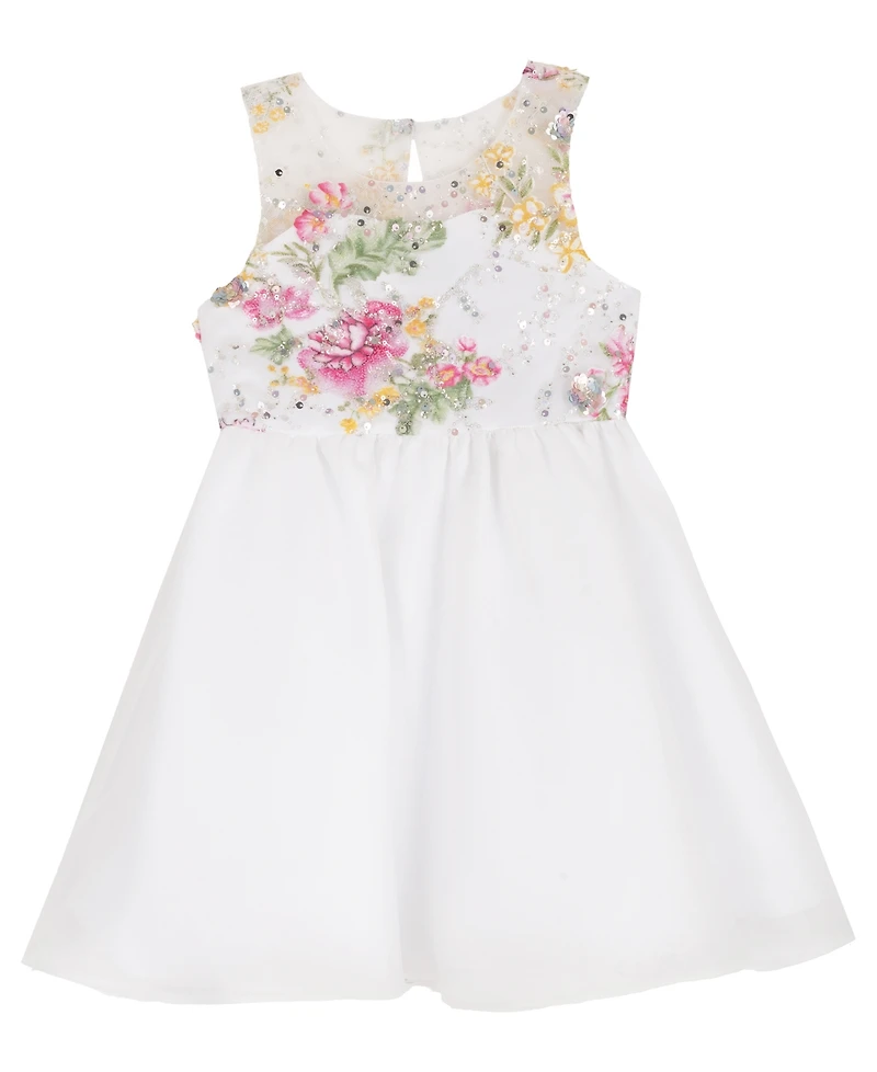 Rare Editions Girls' 2T-6X Round Neck Sleeveless Dress