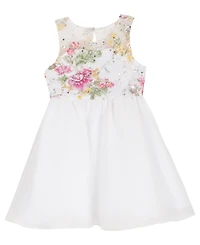 Rare Editions Girls' 2T-6X Round Neck Sleeveless Dress