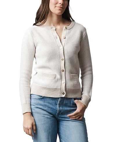 Hope and Henry Women's Organic Tweed Stitch Sweater Cardigan