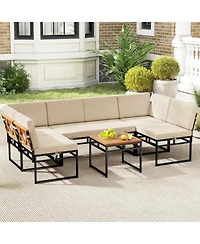 Sugift 6 Piece Outdoor Sectional Sofa Set with Cushions