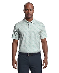 Pga Tour Men's Tropical Argyle Print Golf Polo