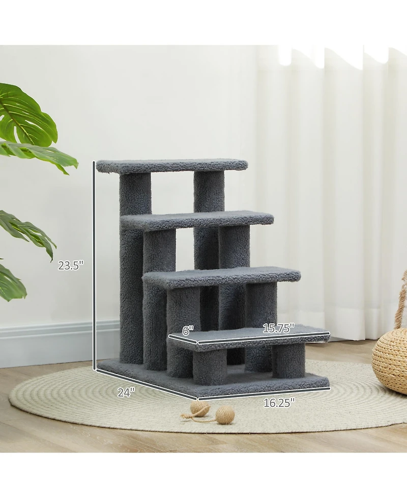 Zeus & Ruta 4 Tier Cat Tree Step Tower Pet Activity Center with Sisal Scratching Post for Indoor Cats