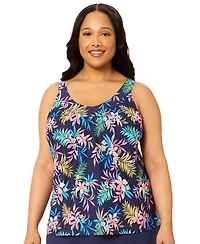 Island Escape Plus Tropical Printed Underwire Tankini Top, Macy's Exclusive