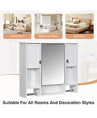 Busdays 35'' x 28'' Modern Wall Mounted Bathroom Storage Cabinet, Bathroom Wall Cabinet with Mirror, Medicine Cabinet with Towels Bar