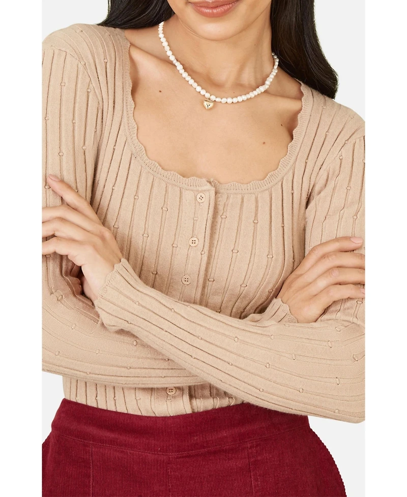 Yumi Women's Knit Fitted Rib Cardigan