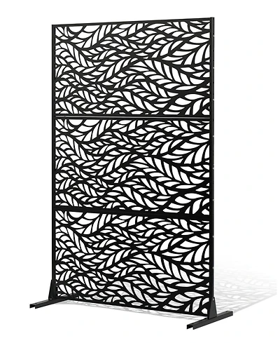 Sugift Metal Privacy Screen, 47" x 72", Freestanding 3-Panel Garden Divider