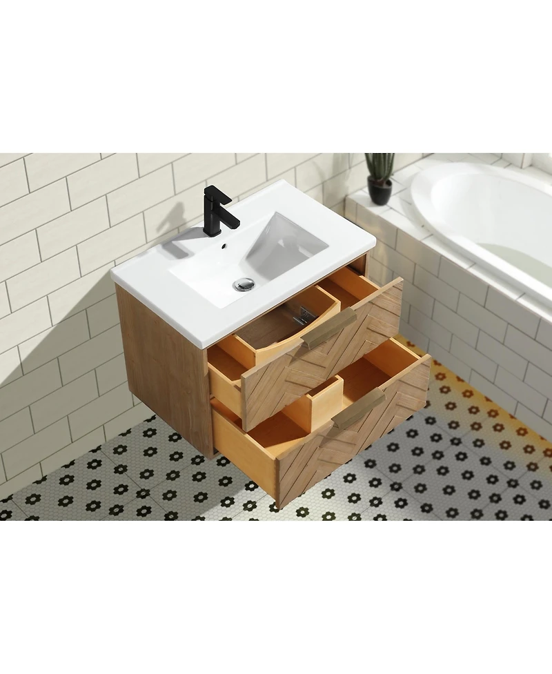 Ari Bath Carlsbad 30" Floating Bathroom Vanity Weathered Fir