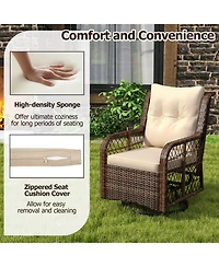 Sugift 3 Piece Patio Wicker Swivel Glider Set with Side Table