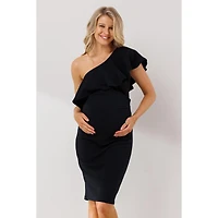 Hello Miz Maternity One-Shoulder Ruffle Bodycon Dress