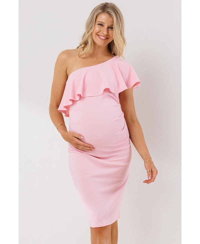 Hello Miz Maternity One-Shoulder Ruffle Bodycon Dress