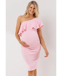 Hello Miz Maternity One-Shoulder Ruffle Bodycon Dress